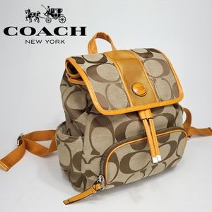 Coach Signature Stripe Backpack Patent Leather HTF